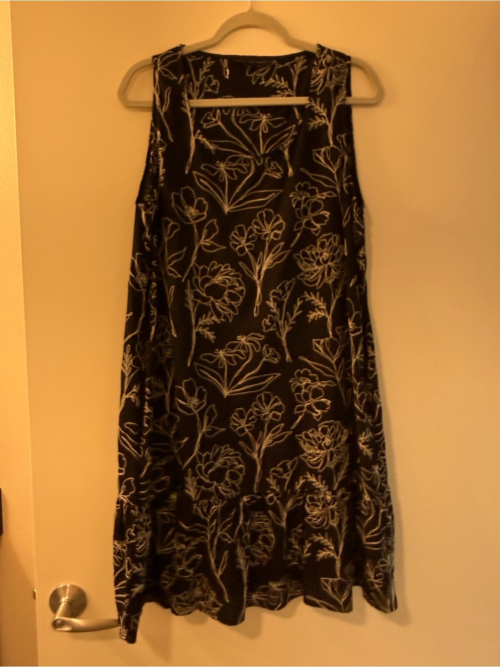 Jane and Delancey Black Dress with White Floral Outline